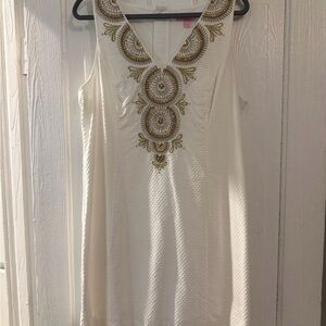Lilly Pulitzer White Dress with Gold Detailing
